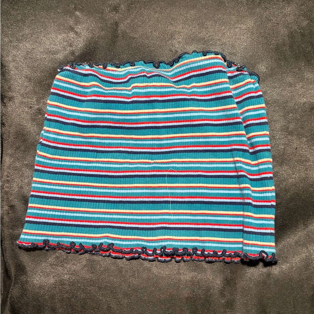 Derek Heart Blue and Red Striped Mini Skirt